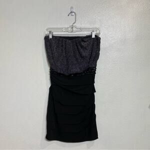 City Studio Black Strapless Bodycon Mini Dress Sz S